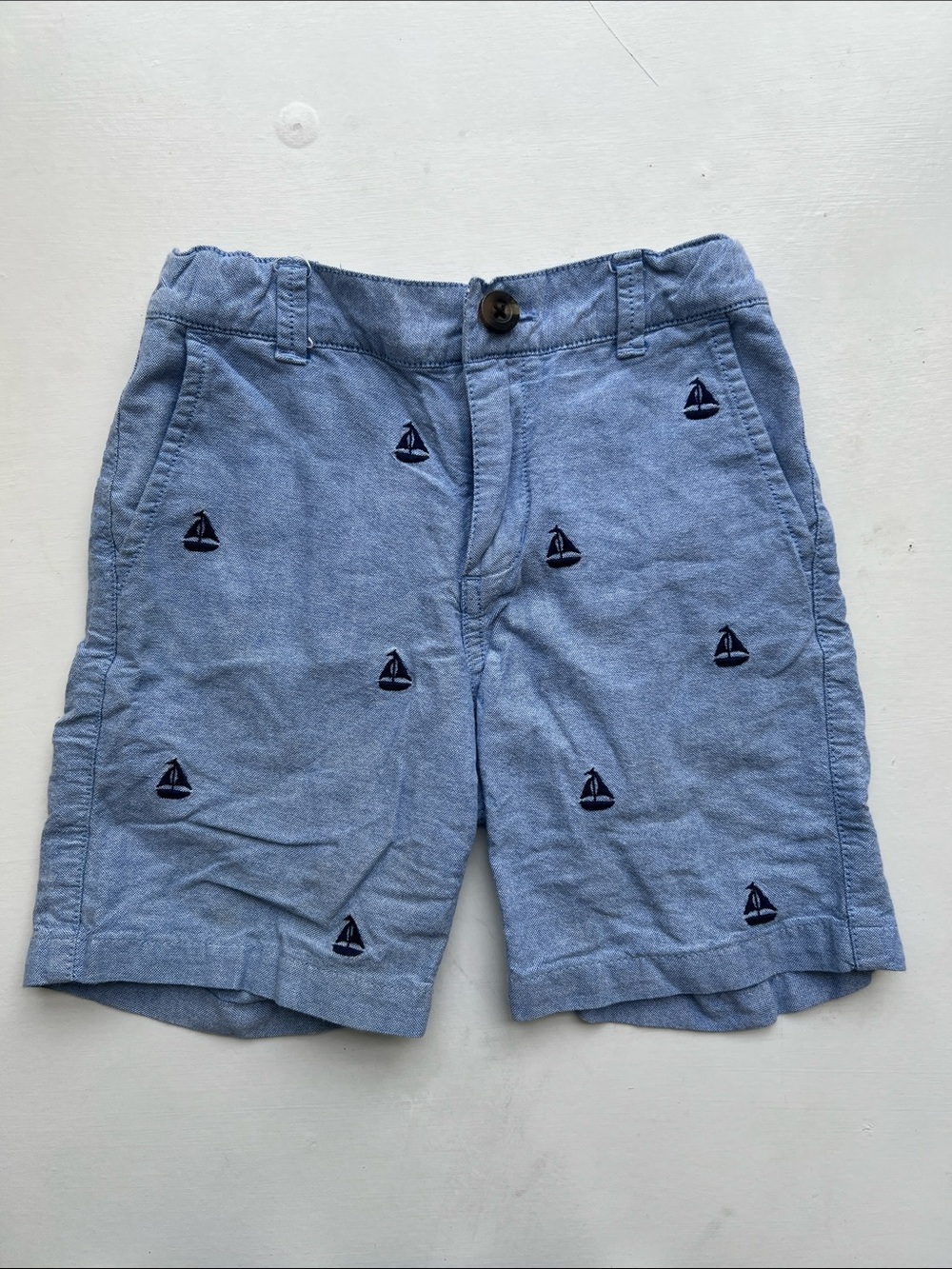 Gymboree Light Blue Embroidered Sailboat Flat Front Shorts